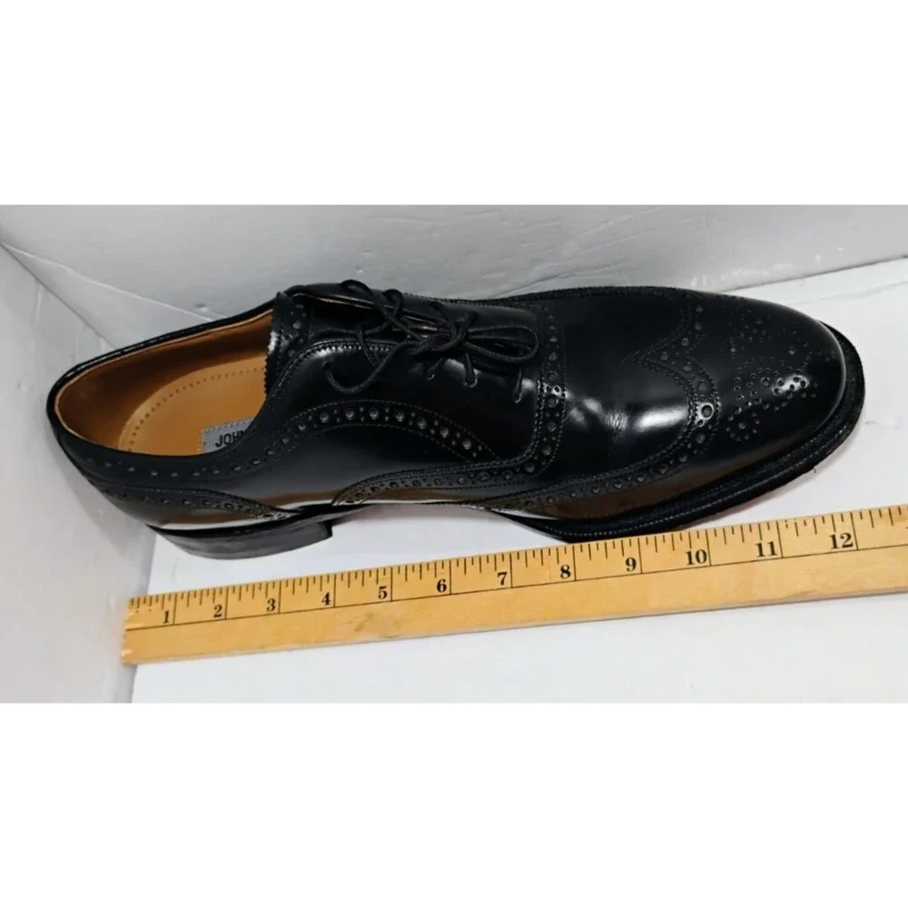 Johnston & Murphy Black Leather Wingtip Oxford Dress Shoes Mens 10.5 D